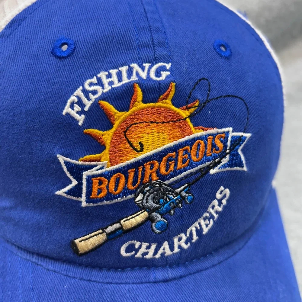 Bourgeois Charters Mens Blue Fishing Hat Mesh Back Louisiana Fish Fry OSFM